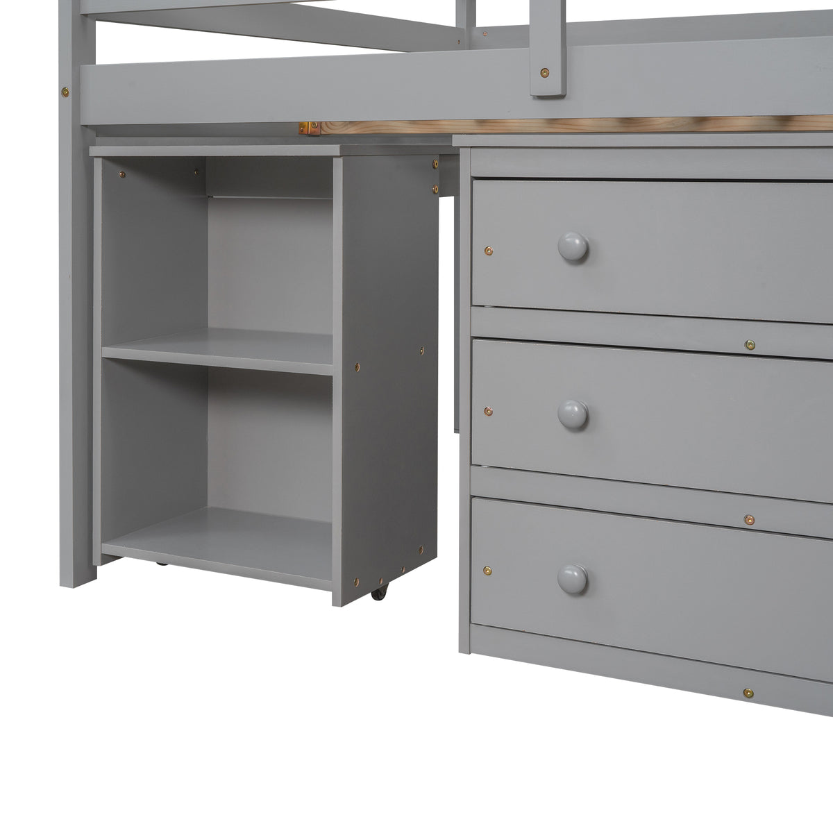 Full Loft Bed with Rolling Desk White
