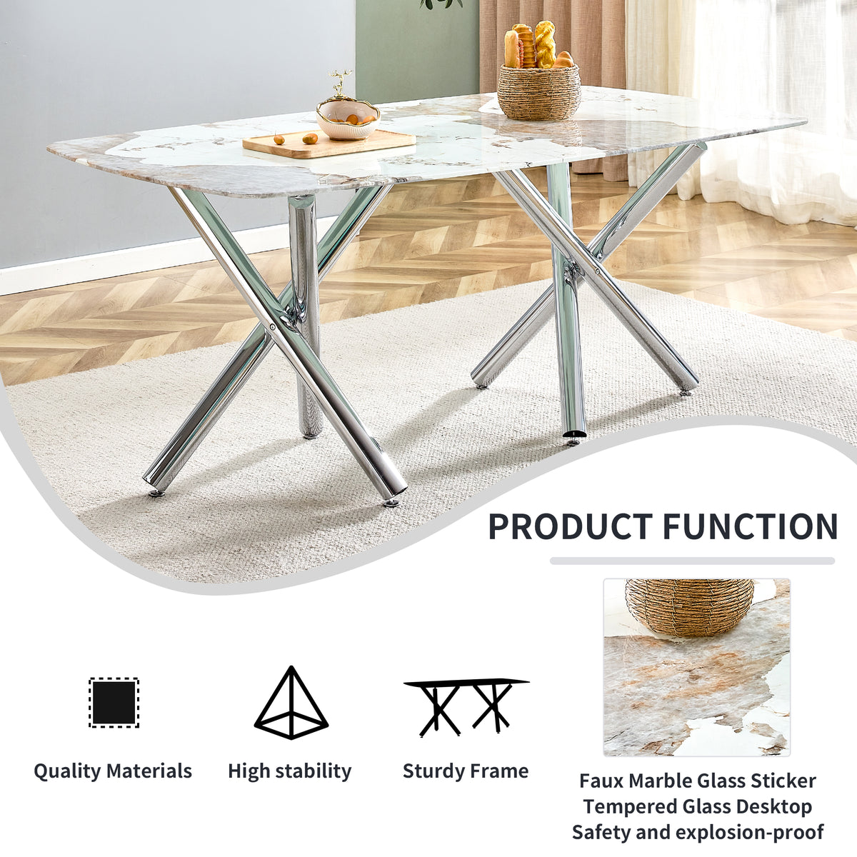 Modern Rectangular Dining Table for 6–8