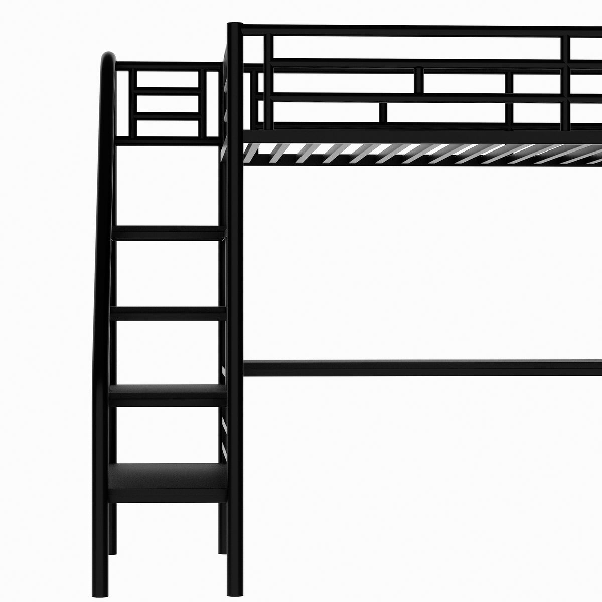 Metal Loft Bed with Desk Gray