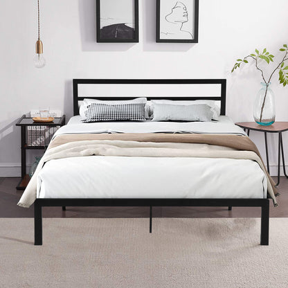Black Metal Bed Frame with Headboard
