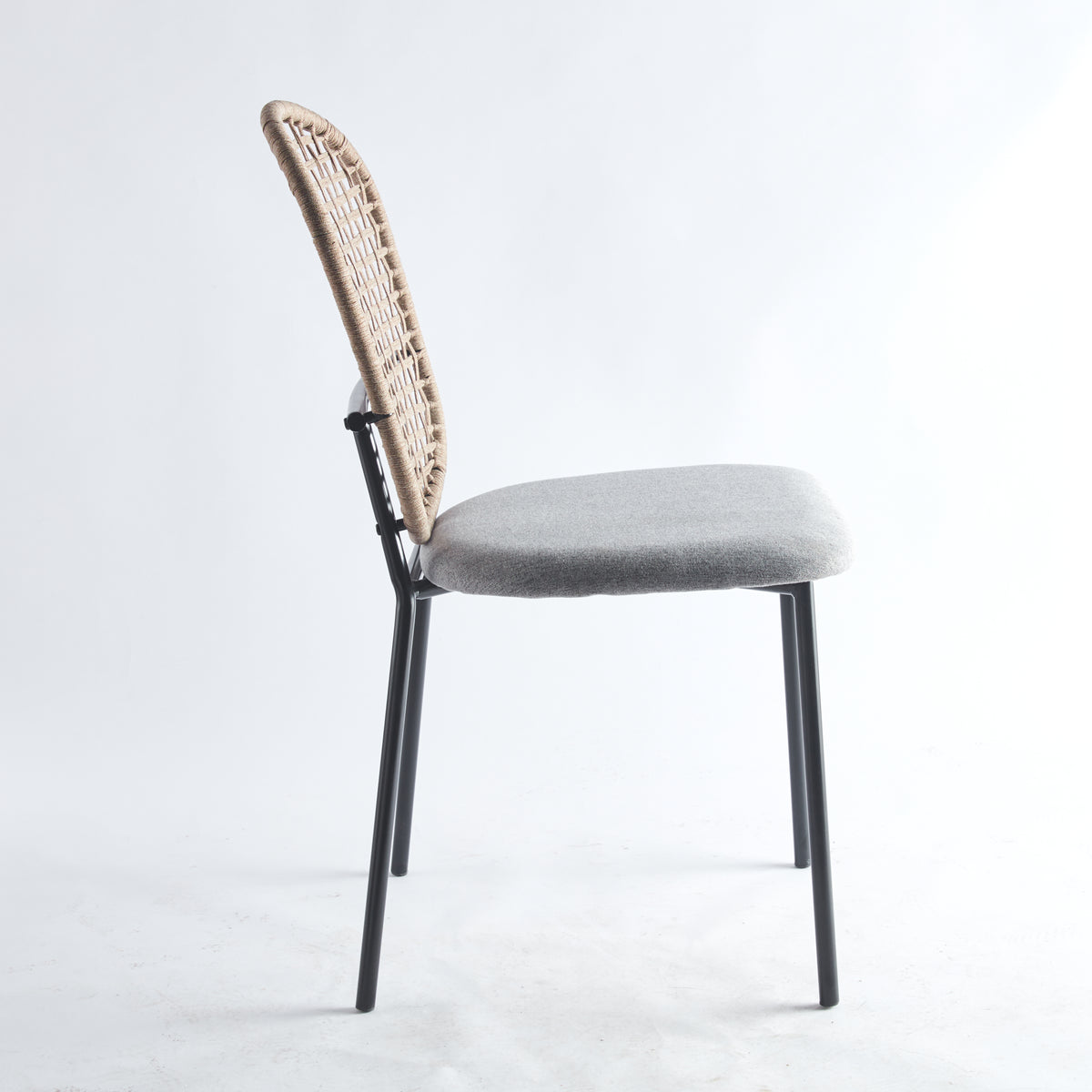 Black & Gray Woven Dining Chair Set (4 pcs)