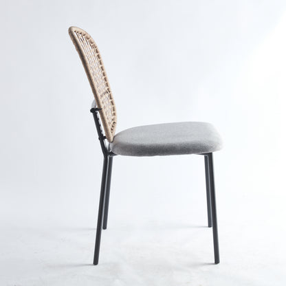 Black & Gray Woven Dining Chair Set (4 pcs)