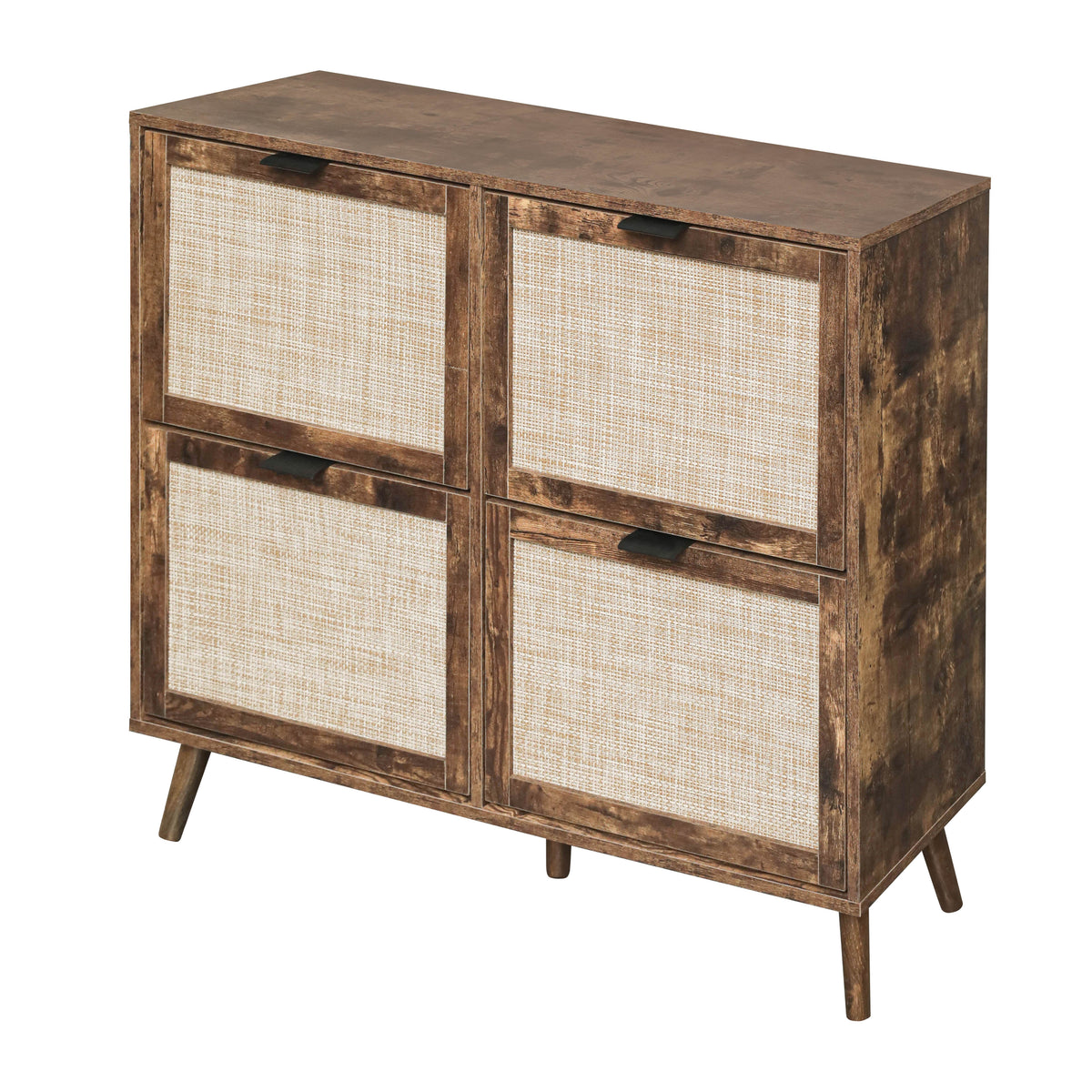 4-Door Freestanding Shoe Cabinet with Storage Shelves