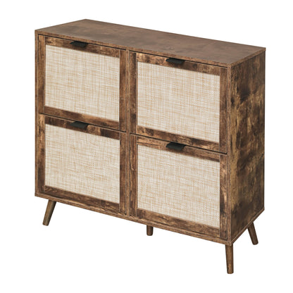 4-Door Freestanding Shoe Cabinet with Storage Shelves
