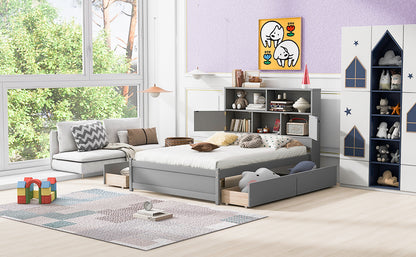 Full Platform Bed Gray