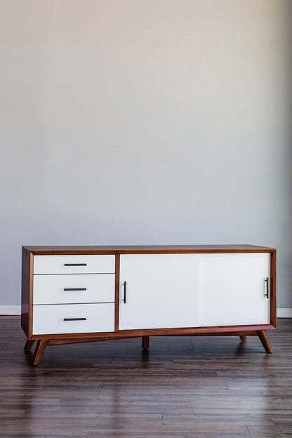 Flynn Large TV Console, Chestnut/White
