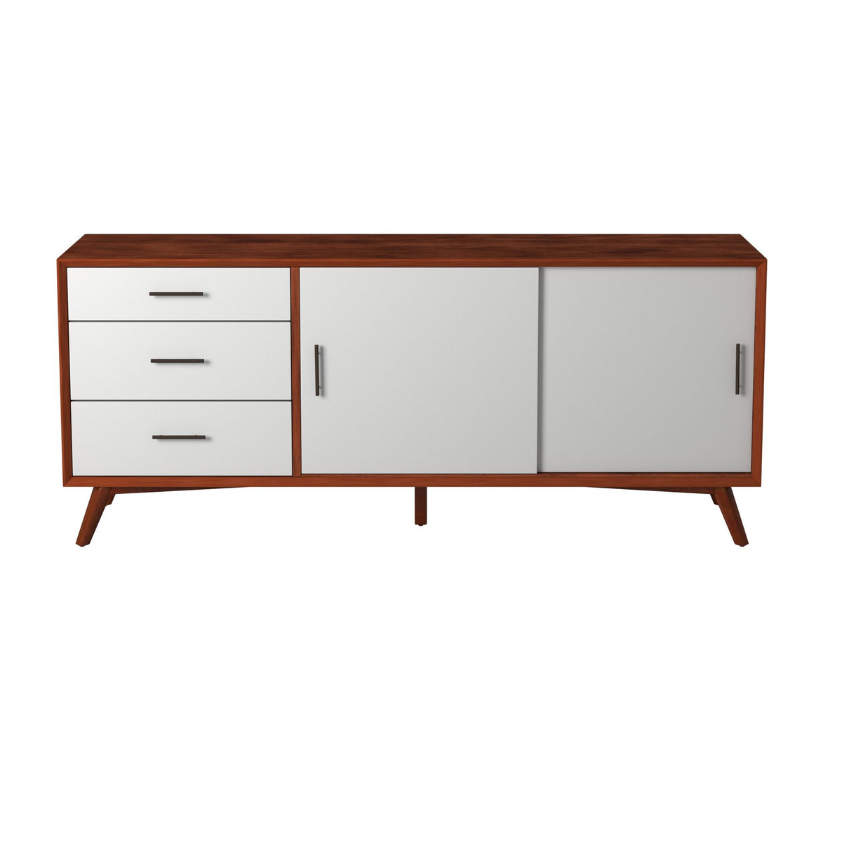 Flynn Large TV Console, Chestnut/White