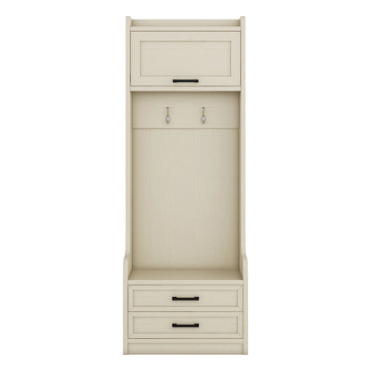 Hall Tree Cabinet Beige