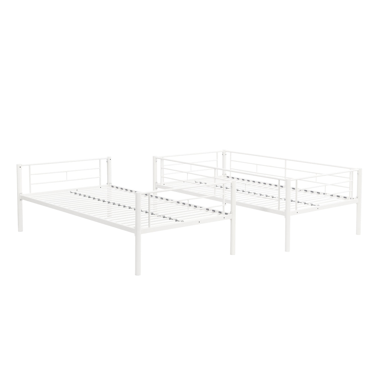 Twin Metal Bunk Bed with Safety Rail White