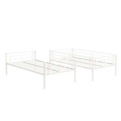 Twin Metal Bunk Bed with Safety Rail White