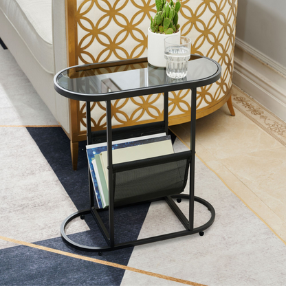Oval Glass End Tables Set of 2