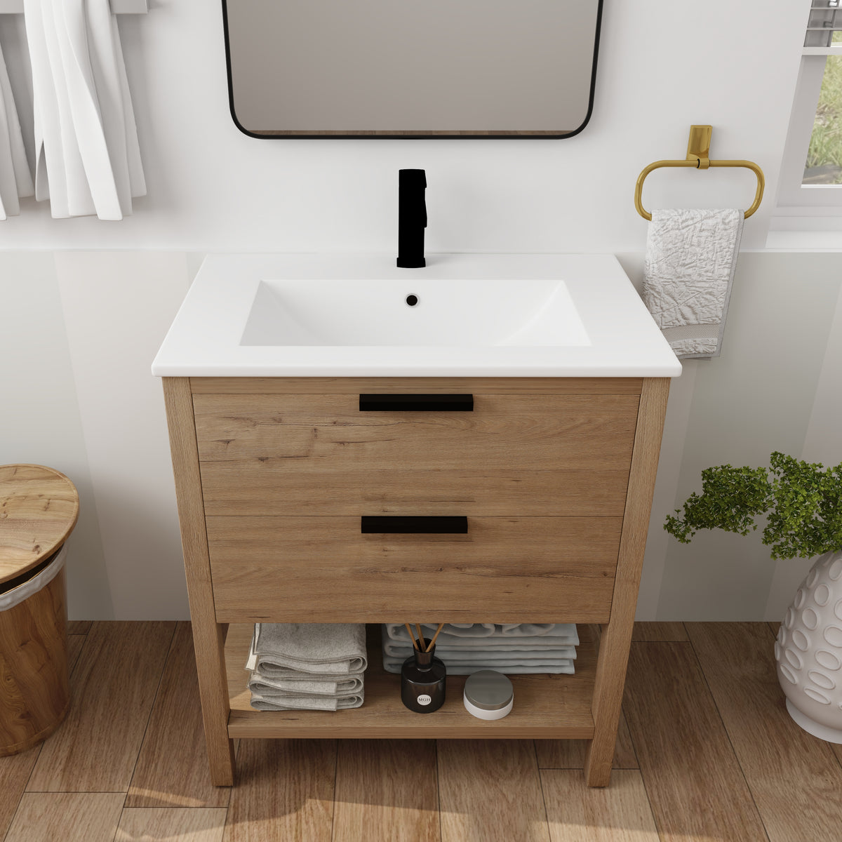 30-Inch Vanity with 2 Drawers White Finish