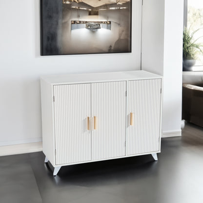 White Wavy Texture Sideboard Buffet Cabinet