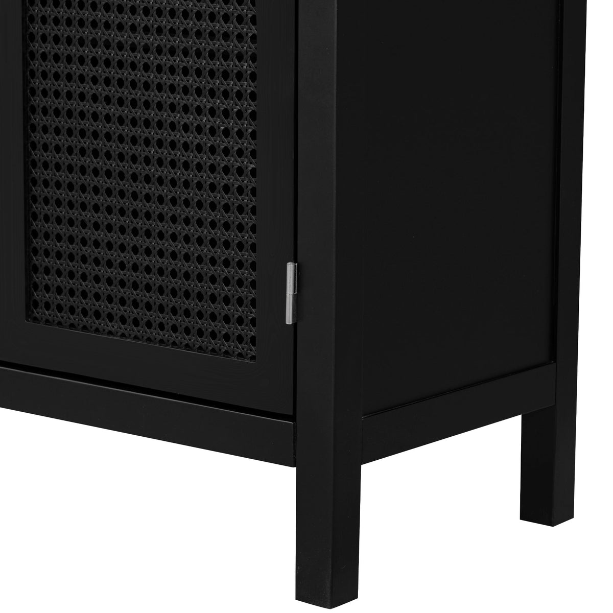 Storage Sideboard with Rattan Doors Black