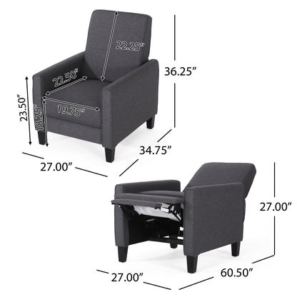 Smoke Fabric Push Back Recliner Gray