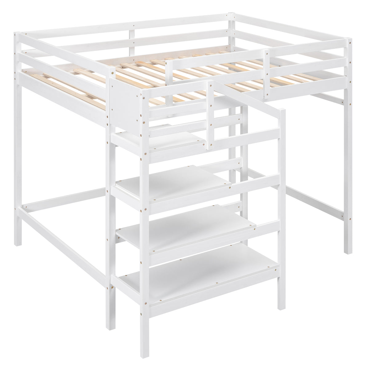 Full Loft Bed with Storage – White Finish