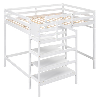 Full Loft Bed with Storage – White Finish