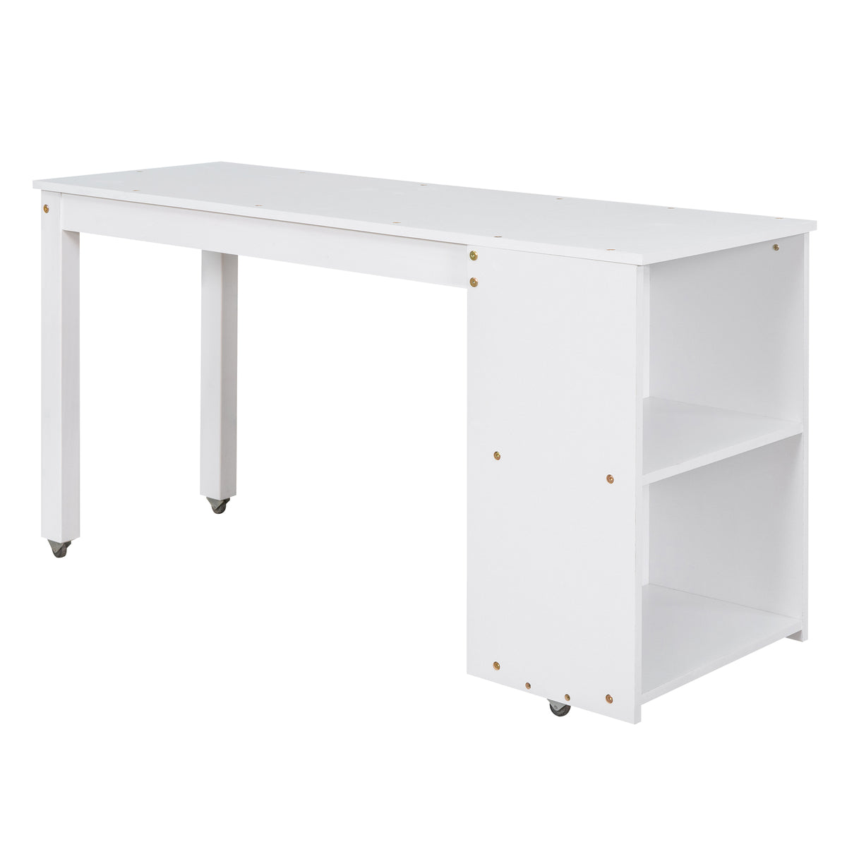 Full Loft Bed with Rolling Desk White