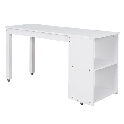 Full Loft Bed with Rolling Desk White