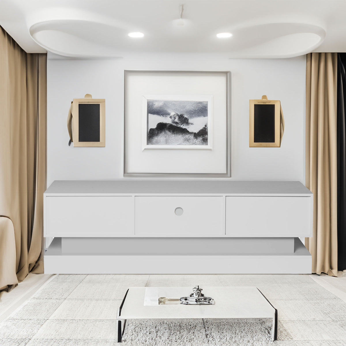 White LED TV Stand High Gloss