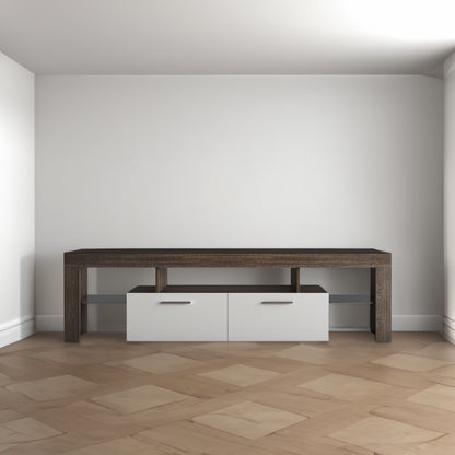 Modern TV Console with Glass Shelf – Quick Assembly