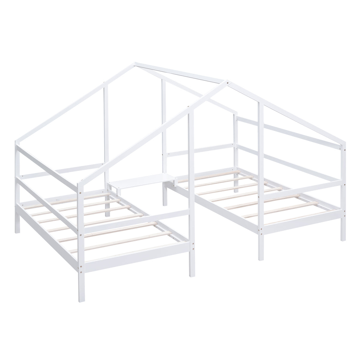 Double Twin Bunk Bed with Built-In Table