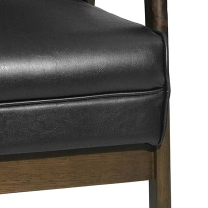Mid-Century Modern Accent Chair Black Faux Leather