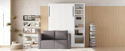Murphy Bed with Sofa and Shelves White