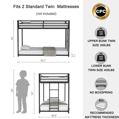 Adam Twin Bunk Bed Black