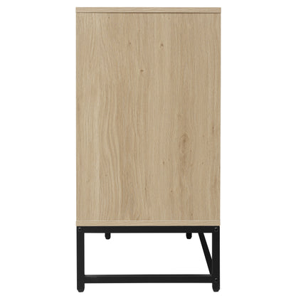 Engraved 3-Door Sideboard Cabinet with LED Lighting