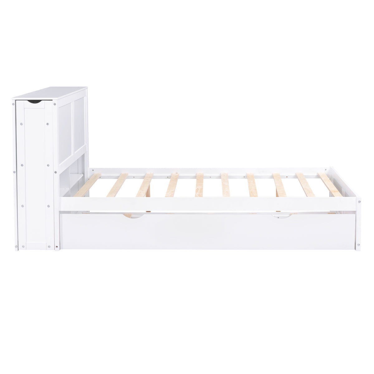 Full Storage Platform Bed with Trundle White