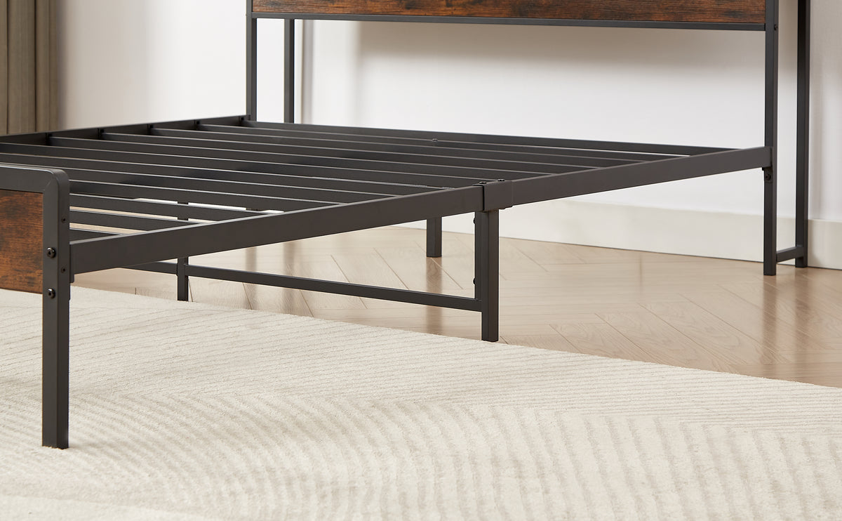 Upholstered Bed Frame with USB Charging Station