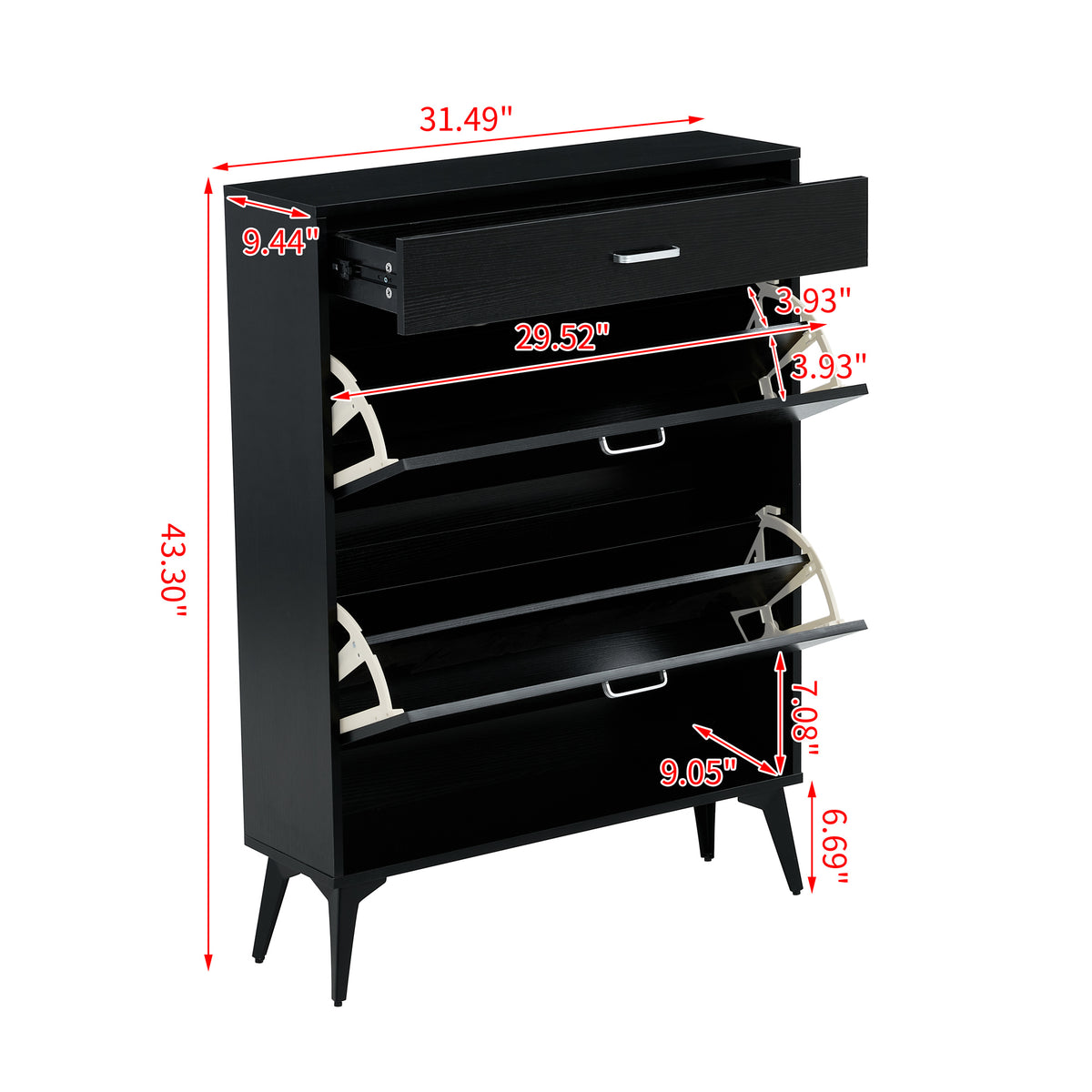 Black Shoe Storage Cabinet