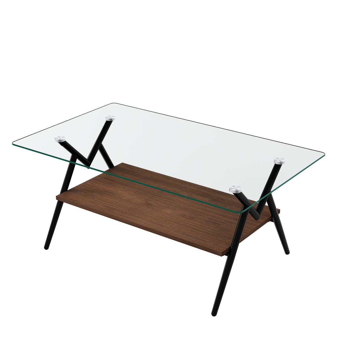 Rectangular Glass Coffee Table with Black Frame