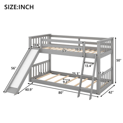 Twin Over Twin Bunk Bed Gray