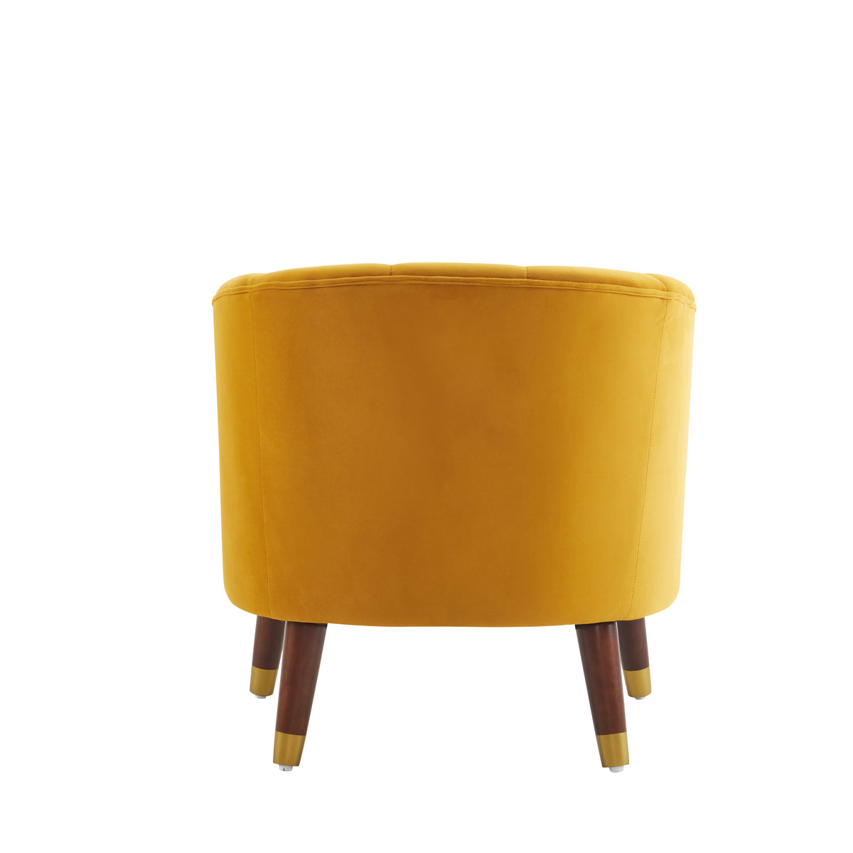 Barrel Accent Chair with Wooden Legs Brown