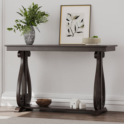Rustic 48” Wood Console Table – Espresso