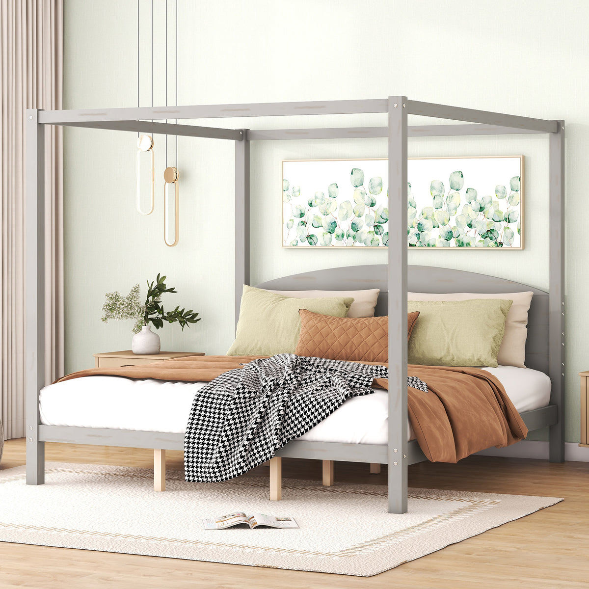 King Canopy Bed Gray Wash