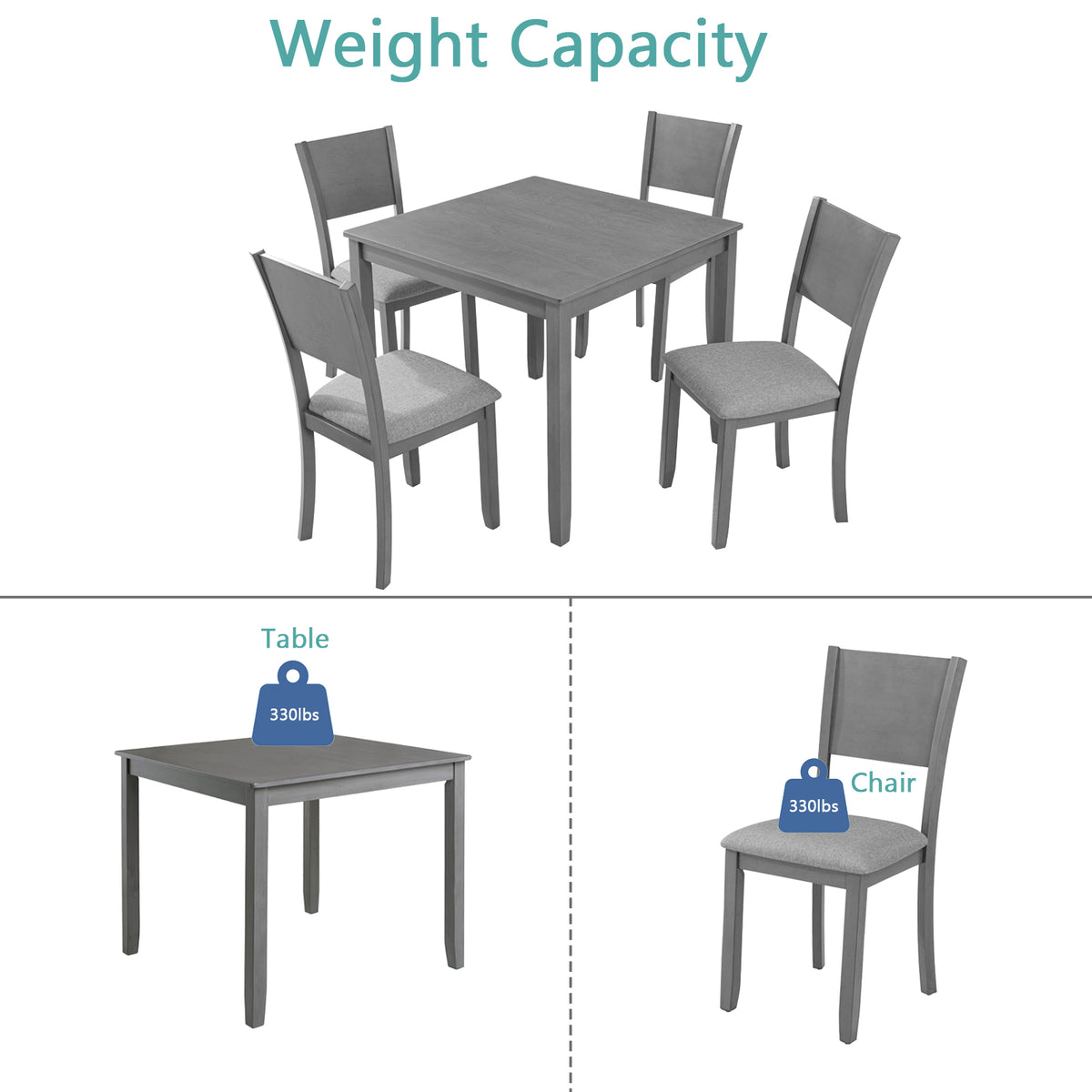 5-Piece Dining Set Gray