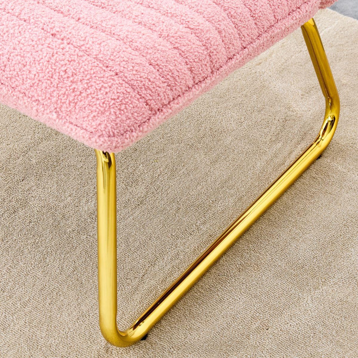 Blush Fabric Accent Chair – Gold Legs