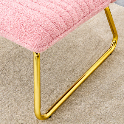 Blush Fabric Accent Chair – Gold Legs