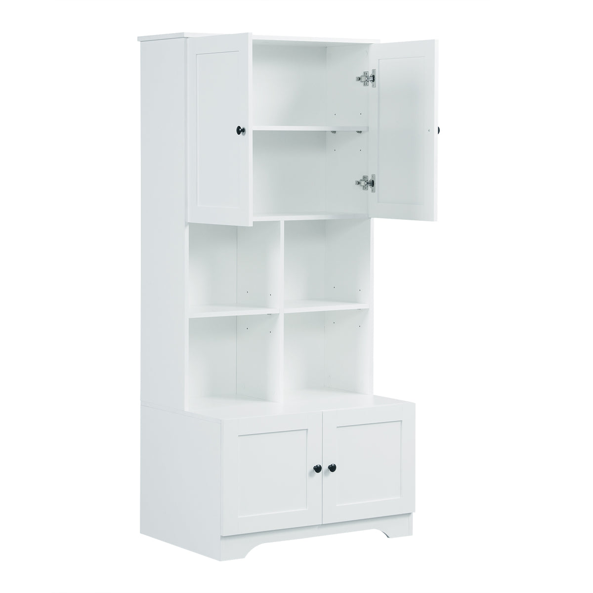 4-Door Bathroom Storage Cabinet White Finish