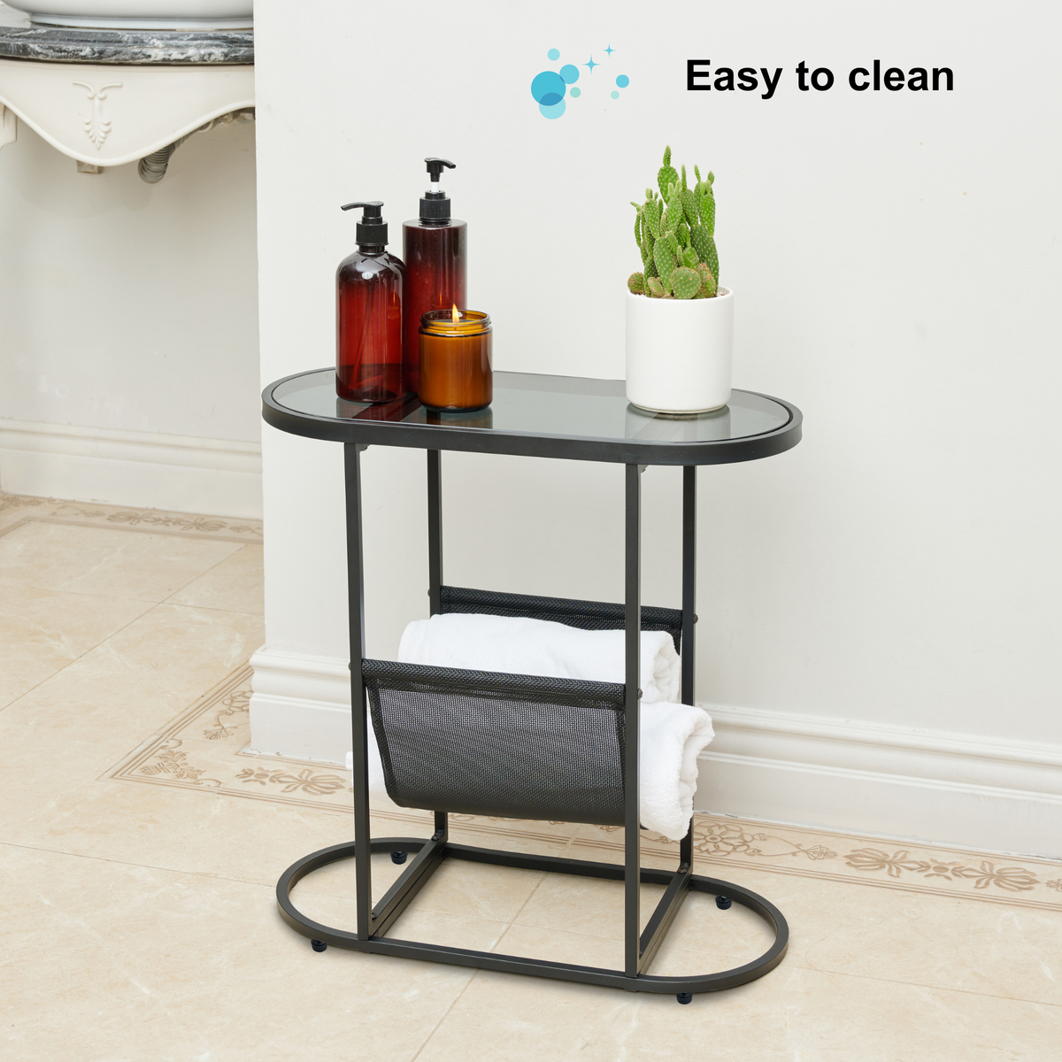Oval Glass End Tables Set of 2