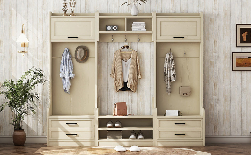 Hall Tree Cabinet Beige