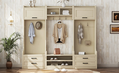 Hall Tree Cabinet Beige