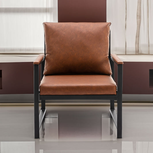 Faux Leather Accent Chair – Burnt Orange