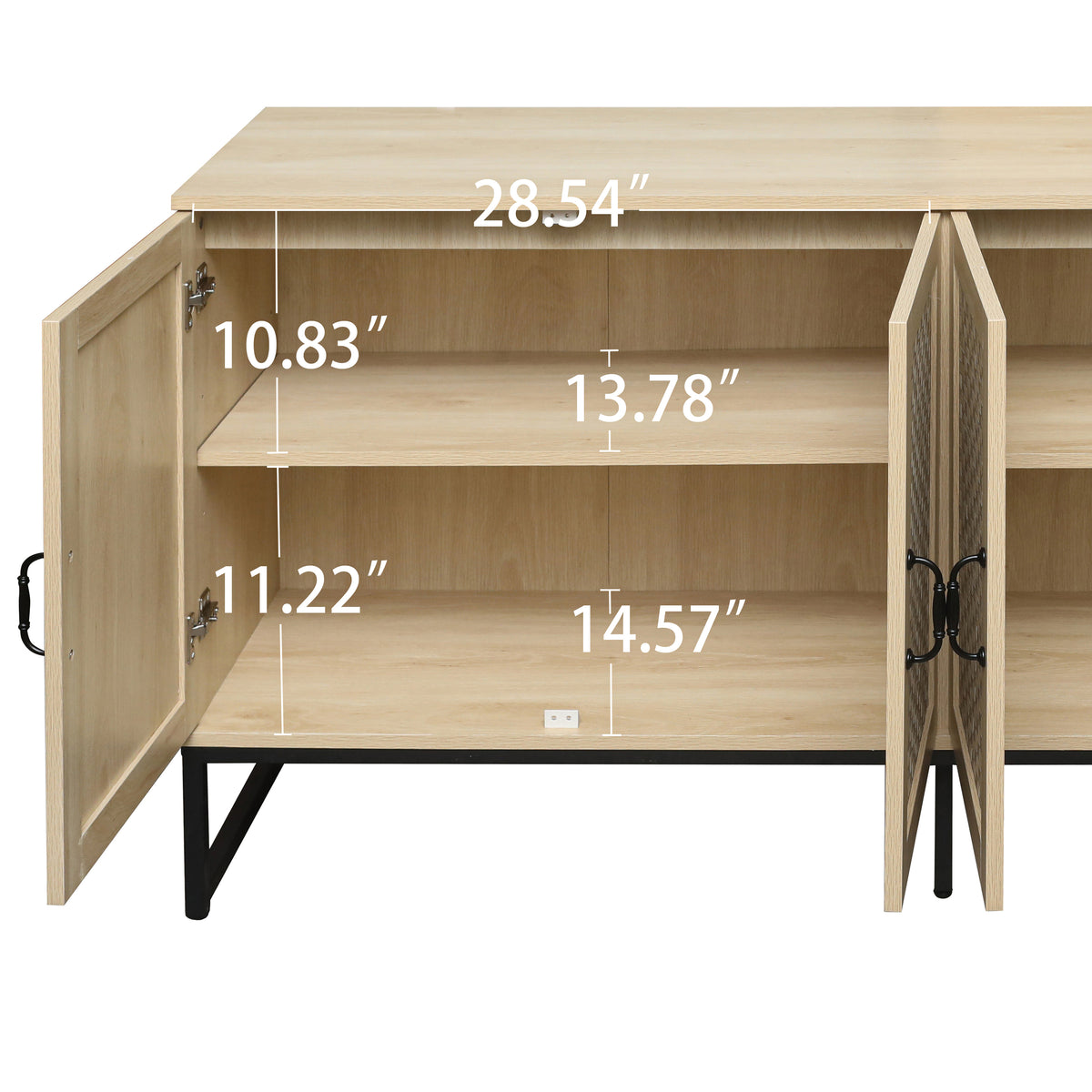 Rattan 4-Door Sideboard Natural