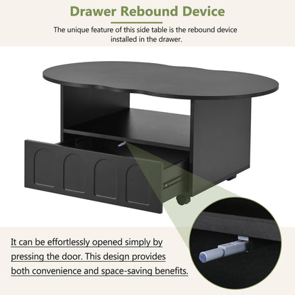 Cream Coffee Table with Storage Drawers – Black