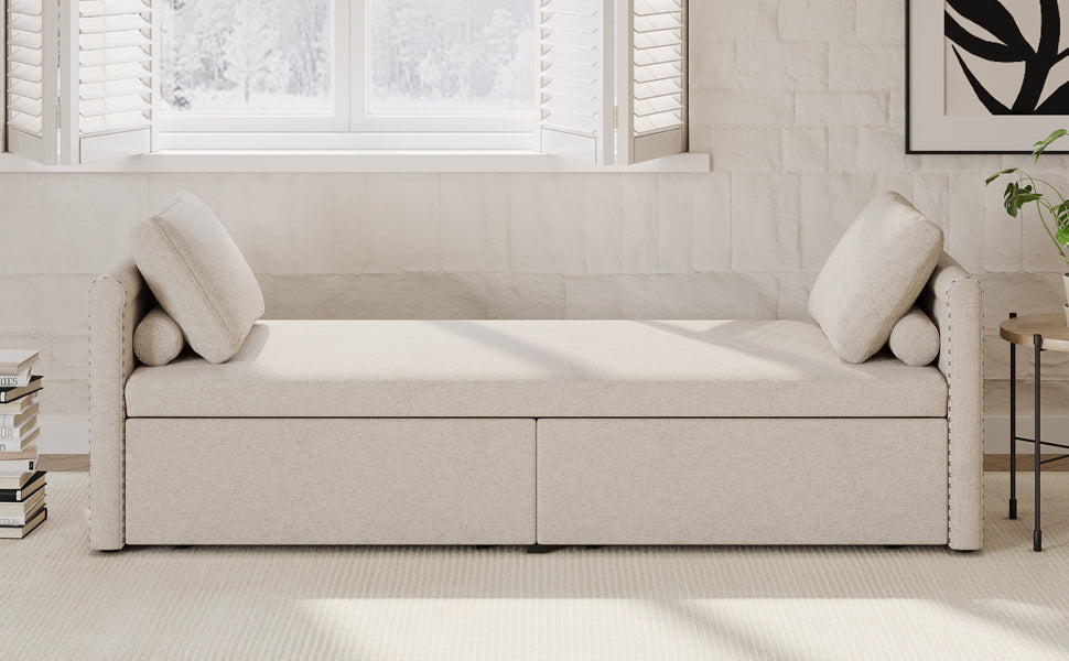 Linen Reclining Chaise Lounge – Beige
