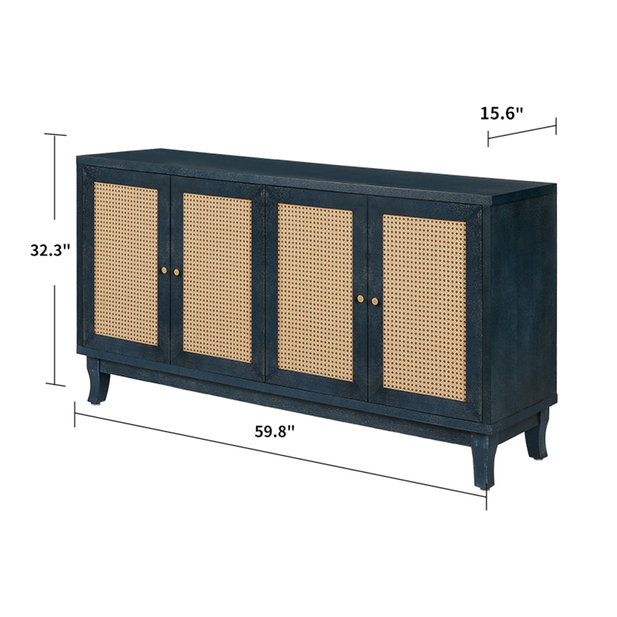 Rattan Sideboard Cabinet – Blue